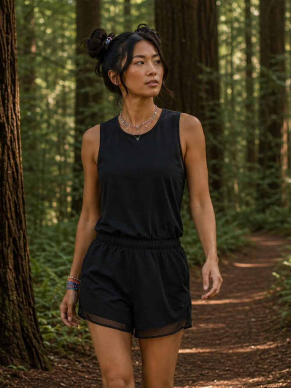 Active Romper slider Open Back Zella W/XS Black Sleeveless Mesh Trim Pockets NWT